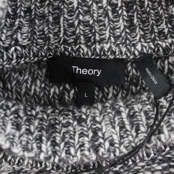 Theory Sweater Womens Large Karenia Cashmere Turtleneck Ivory Ash Pullover Chic - Picture 7 of 10